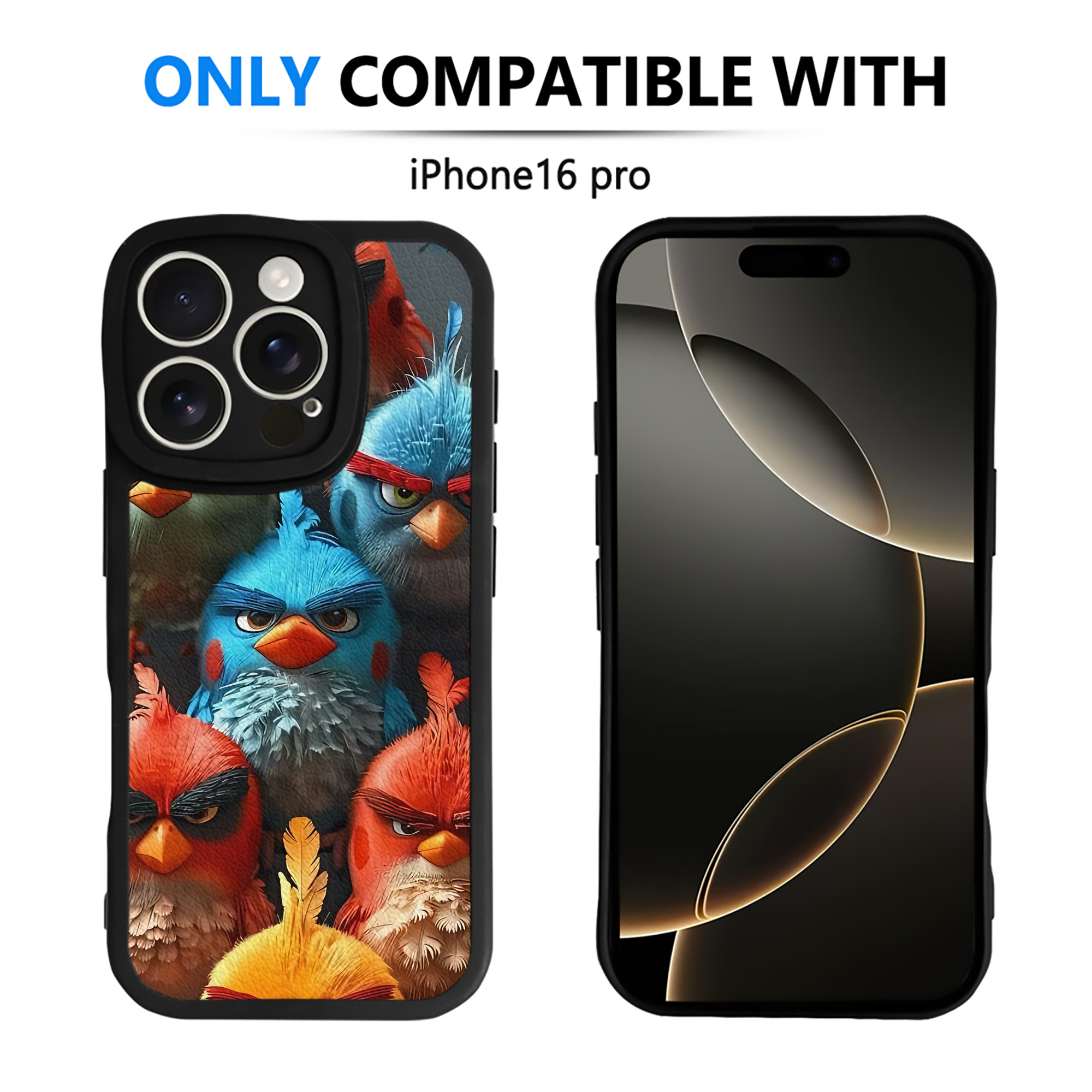 （画像用） Angry Birds アングリーバード 【iPhone 16シリーズ対応】シリコンスマホケース（レザー調） 材質：シリコン